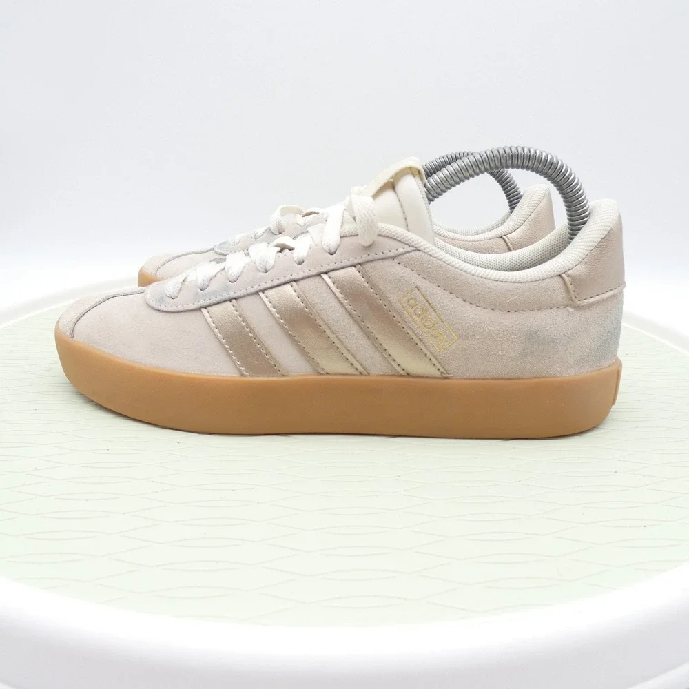 Adidas VL Court 3.0 Platform Wonder White Gold Suede Gum JI0485 Mens 7.5